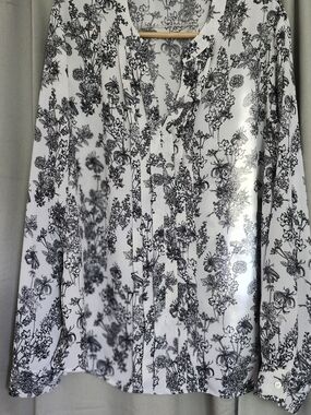 Banana Republic Black and White Floral Shirt